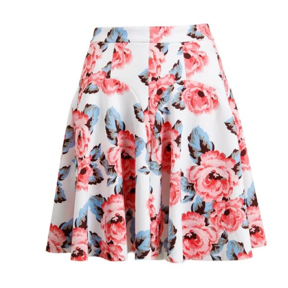 INC International Concepts Dresses & Skirts - INC International Concepts Pink and Blue Floral Skater Above Knee A-Line Skirt